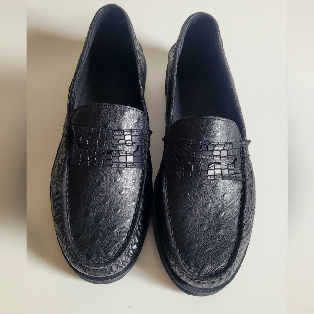 Sperry Men's AO Double Sole Exotic Loafer Black Size 9/ Women's 10.5 STS25453